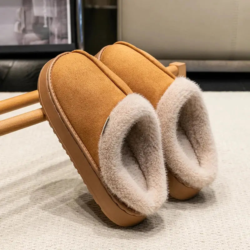 Nouvelles pantoufles moelleuses pour Femmes d'hiver avec semelle épaisse pour l'intérieur antidérapant et la chaleur à la maison avec doublure en fourrure à Prix Discount - Soldes-ShopOnline