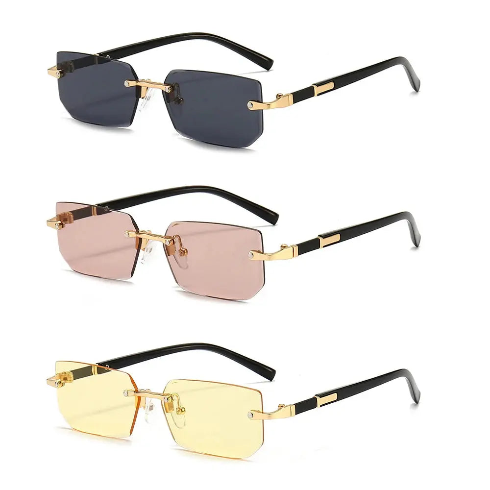 Lunettes de soleil sans monture Rectangle Mode Populaire Femmes Hommes Nuances Petites lunettes de soleil carrées pour femmes Homme Été Voyage classe garçon chic à Prix attractif - Soldes-ShopOnline