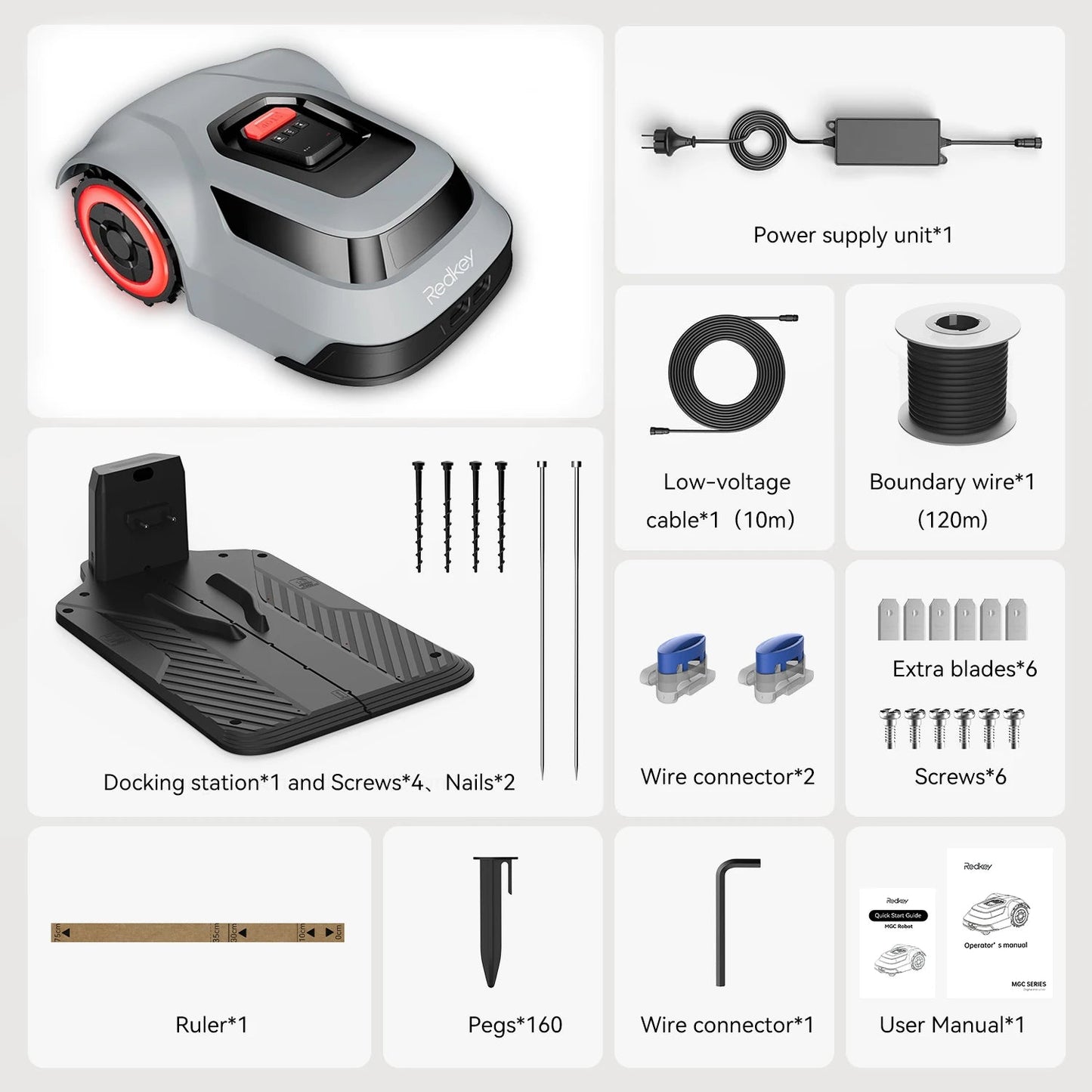 Tondeuse à gazon robotique C-TOF Redkey MGC800 MGC1000 Robot tondeuse à gazon Détection de rupture de câble Escalade 45% Contrôle de l'application Coupe automatique tondeuse à gazon intelligente High-tech Soldes-ShopOnline