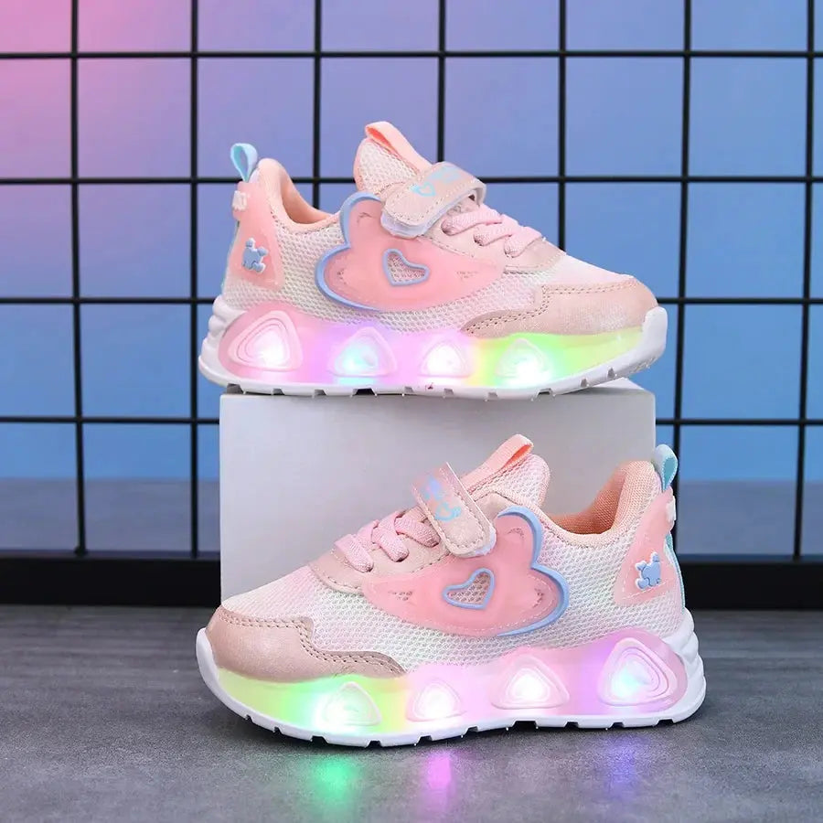 Nouvelles baskets pour enfants LED Light Illuminâtes Chaussures pour enfants Garçons et filles Mesh Chaussures de sport décontractées respirantes 1-6 ans - Soldes-ShopOnline