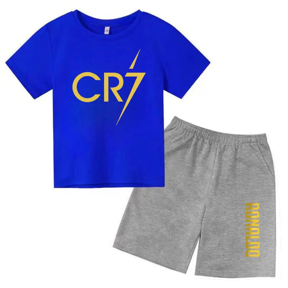 CR7 Imprimé Manches Courtes Enfants Ensemble Casual Mode t-shirt et Short 2pcs Set Kid Garçons Filles Sports Tshirts Set Tenues ensemble CR7 à Prix Discount - Soldes-ShopOnline