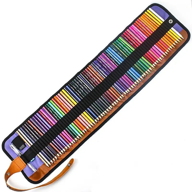 Ensemble de crayons 50/72 couleurs avec étui enroulable en toile Crayons d'art Bois d'huile professionnel Parfait pour les croquis de dessin de coloriage de l'étudiant Filles/Garçons - Soldes-ShopOnline