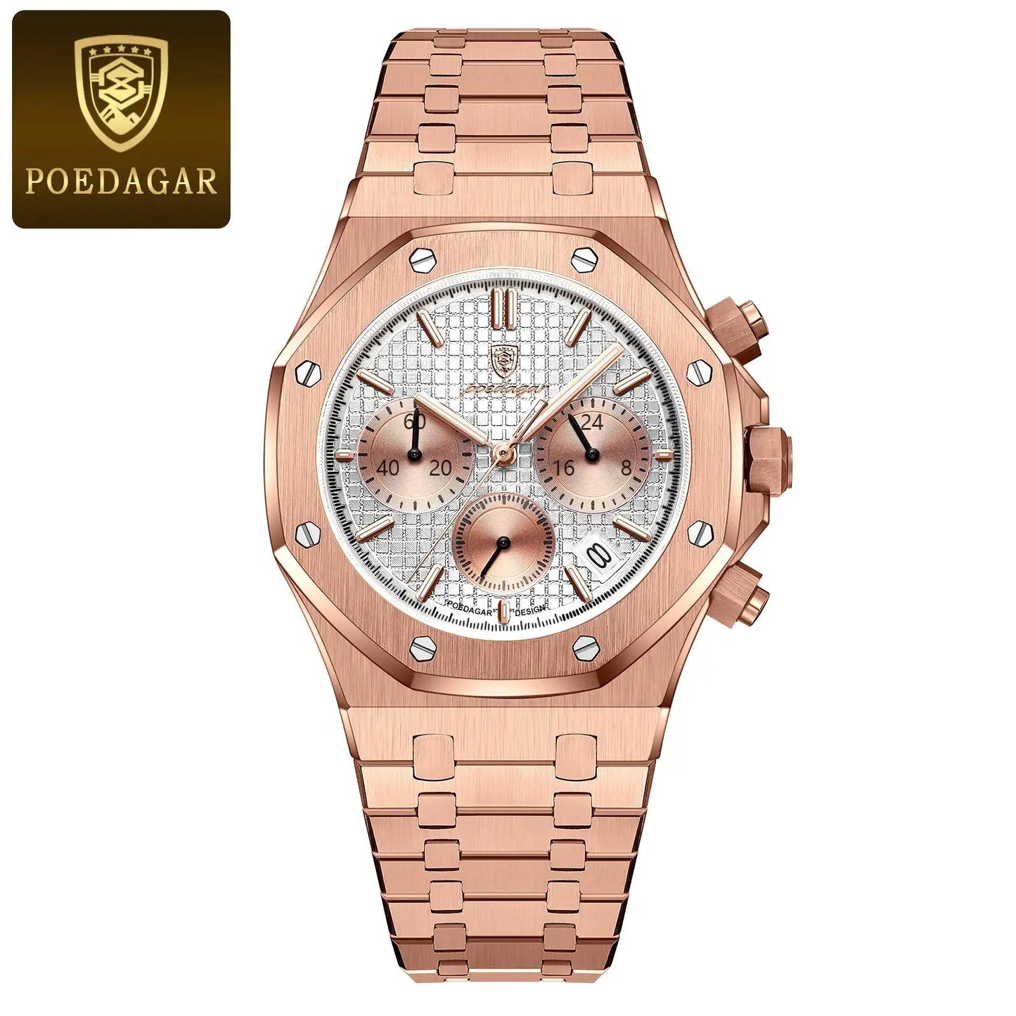 POEDAGAR Montres de luxe d’origine pour hommes Chronographe de date Montre à quartz en acier inoxydable Montre-bracelet étanche à la mode lumineuse pour homme - Soldes-ShopOnline