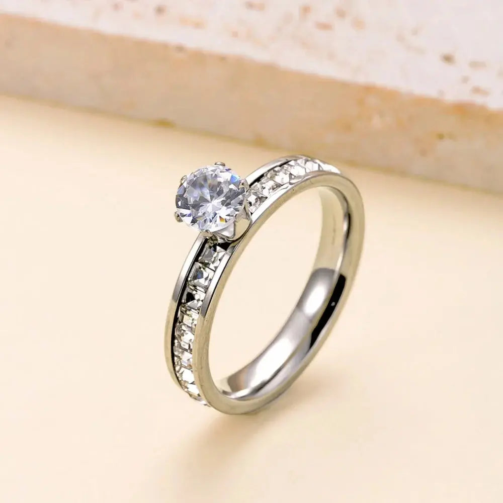 Bague en acier inoxydable 316L pour femmes de luxe Zircon Doigt Bijoux de mode Accessoires Cadeau de fête idée de cadeau femme fille à prix discount - Soldes-ShopOnline