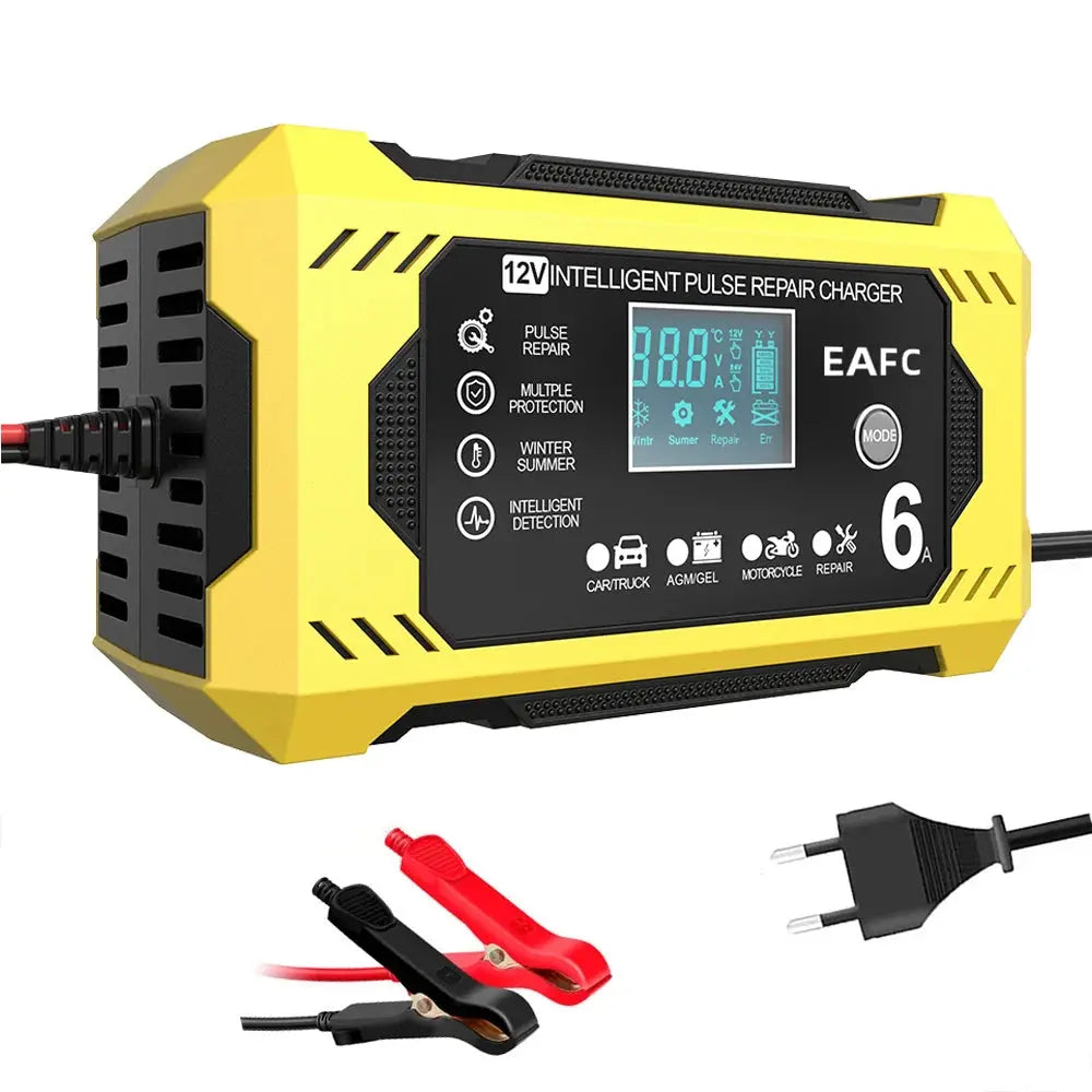 Chargeur de batterie de voiture 12V 6A Intelligent Rapide Chargeur de batterie 12V universelle pour moto quad scooter voiture camion à Prix Discount - Soldes-ShopOnline