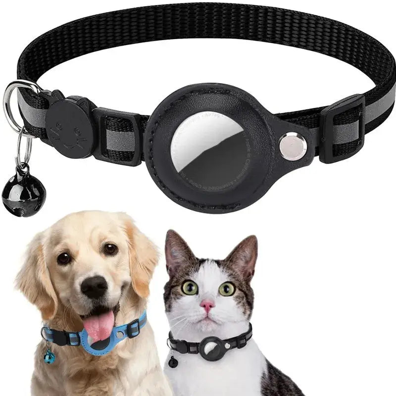Collier de chien Collier de chat réfléchissant avec porte-étiquette Apple Air et cloche pour fille et garçon, accessoires anti-perte, Breakaway, collier de chat Airtag - Soldes-ShopOnline