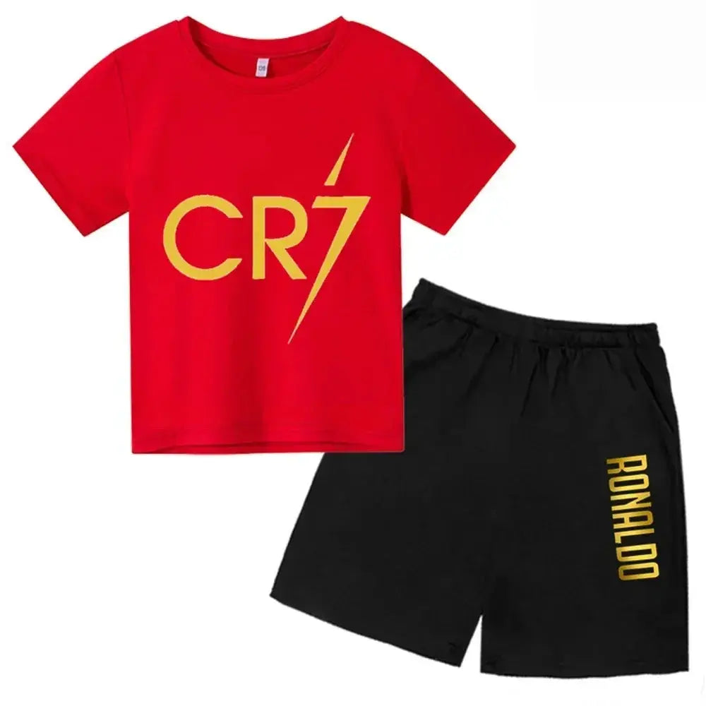 CR7 Imprimé Manches Courtes Enfants Ensemble Casual Mode t-shirt et Short 2pcs Set Kid Garçons Filles Sports Tshirts Set Tenues ensemble CR7 à Prix Discount - Soldes-ShopOnline