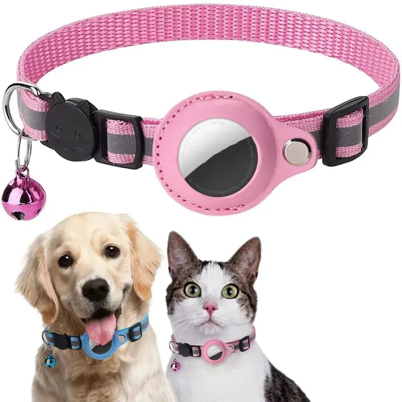 Collier de chien Collier de chat réfléchissant avec porte-étiquette Apple Air et cloche pour fille et garçon, accessoires anti-perte, Breakaway, collier de chat Airtag - Soldes-ShopOnline