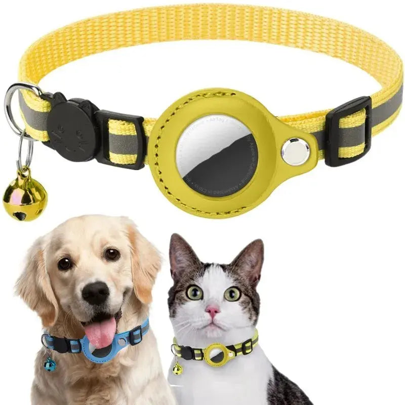 Collier de chien Collier de chat réfléchissant avec porte-étiquette Apple Air et cloche pour fille et garçon, accessoires anti-perte, Breakaway, collier de chat Airtag - Soldes-ShopOnline