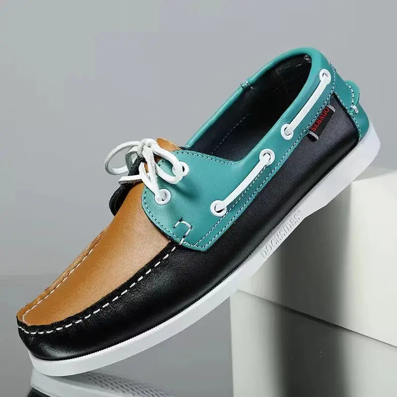 Mocassins Chaussures pour hommes Chaussures de conduite en cuir véritable Retro Fashion Docksides Chaussures de bateau Classic Men Designer Tailles 38/45 pour Homme - Soldes-ShopOnline