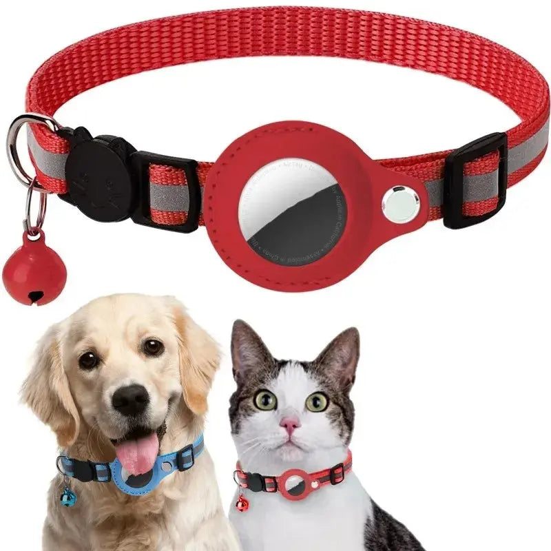Collier de chien Collier de chat réfléchissant avec porte-étiquette Apple Air et cloche pour fille et garçon, accessoires anti-perte, Breakaway, collier de chat Airtag - Soldes-ShopOnline