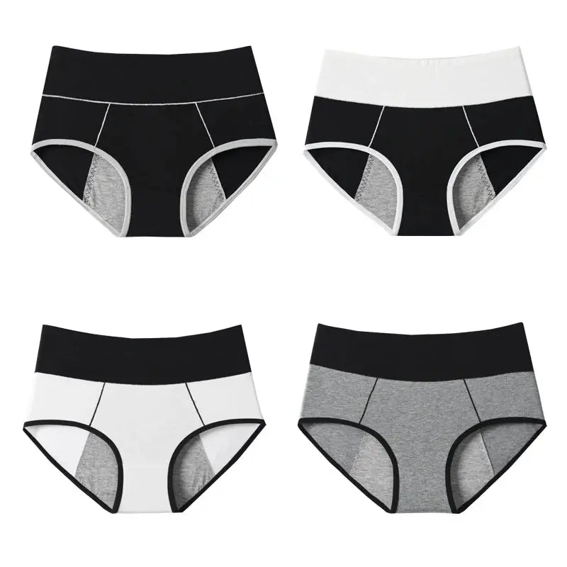 4Pcs Culottes pour femmes Taille haute Culottes menstruels étanches Élargie pour Fille/Femme Coton physiologique Plus Size Slips féminins à Prix Discount 4PCS - Soldes-ShopOnline