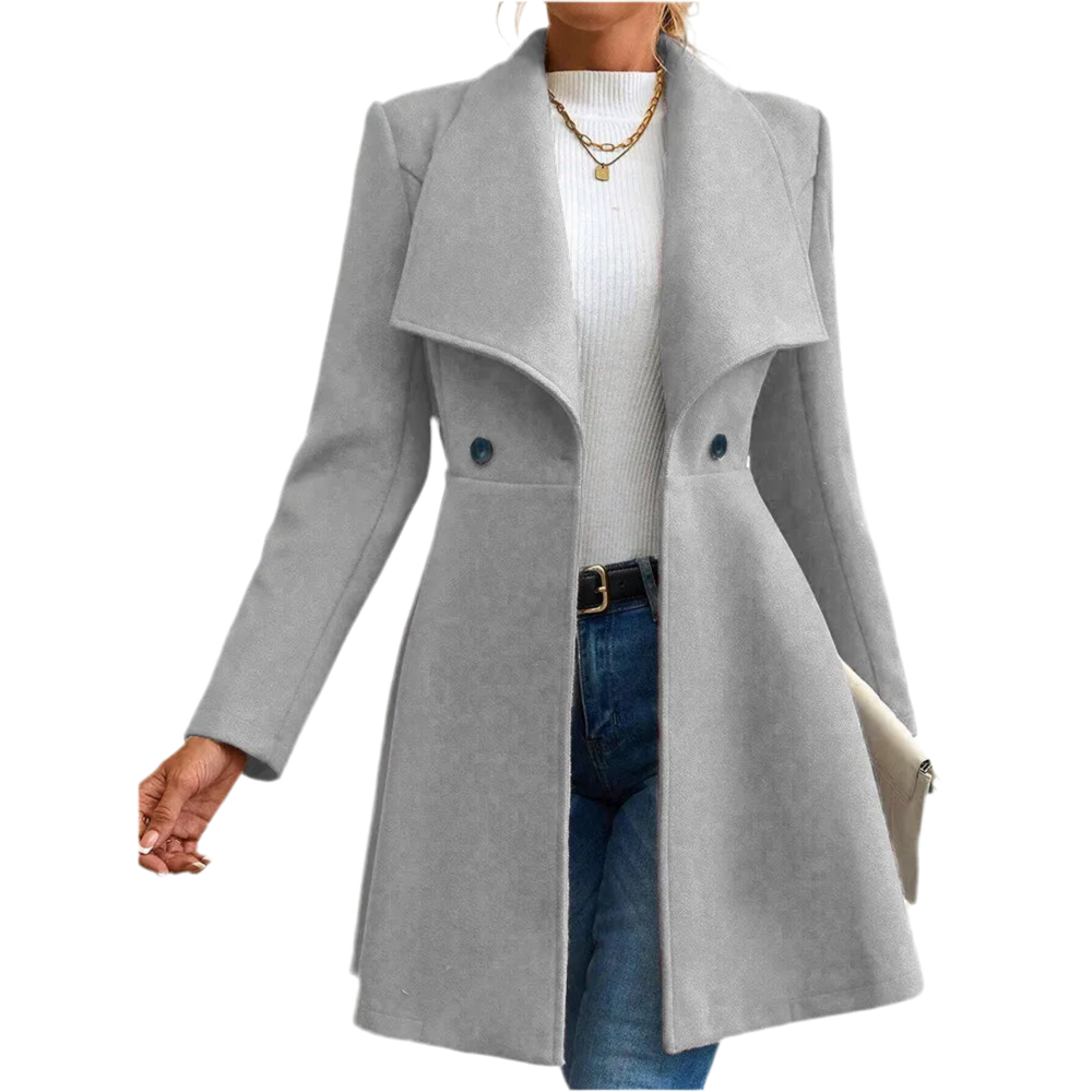 Manteau Femme Élégant Rouge - Veste Longue Boutonnée Col Revers Hiver Soldes-ShopOnline
