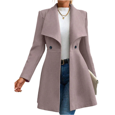 Manteau Femme Élégant Rouge - Veste Longue Boutonnée Col Revers Hiver Soldes-ShopOnline