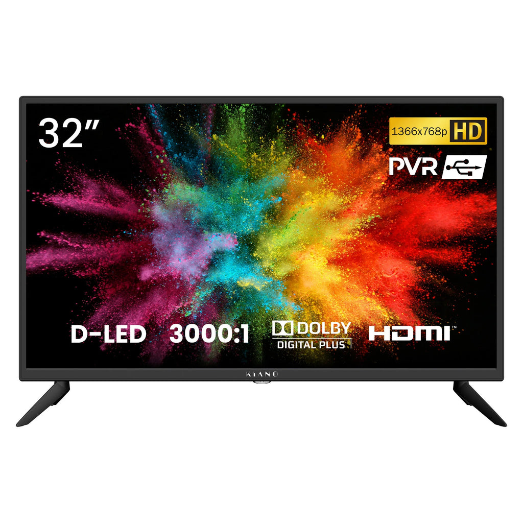 Téléviseur LED Kiano SlimTV 32" HD Ready – HDMI, USB, Enregistreur PVR, Dolby Digital Plus Soldes-ShopOnline