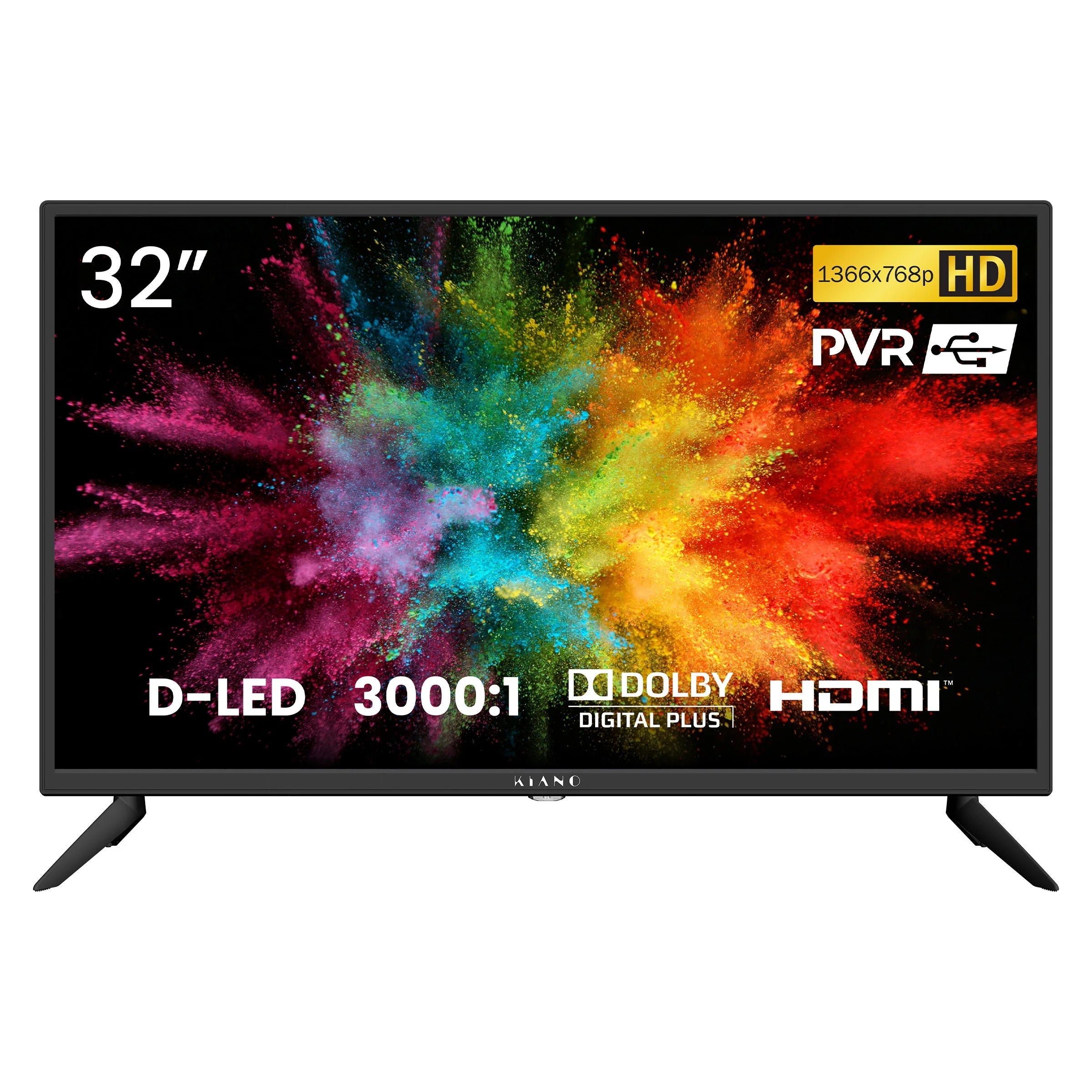 Téléviseur LED Kiano SlimTV 32" HD Ready – HDMI, USB, Enregistreur PVR, Dolby Digital Plus Soldes-ShopOnline