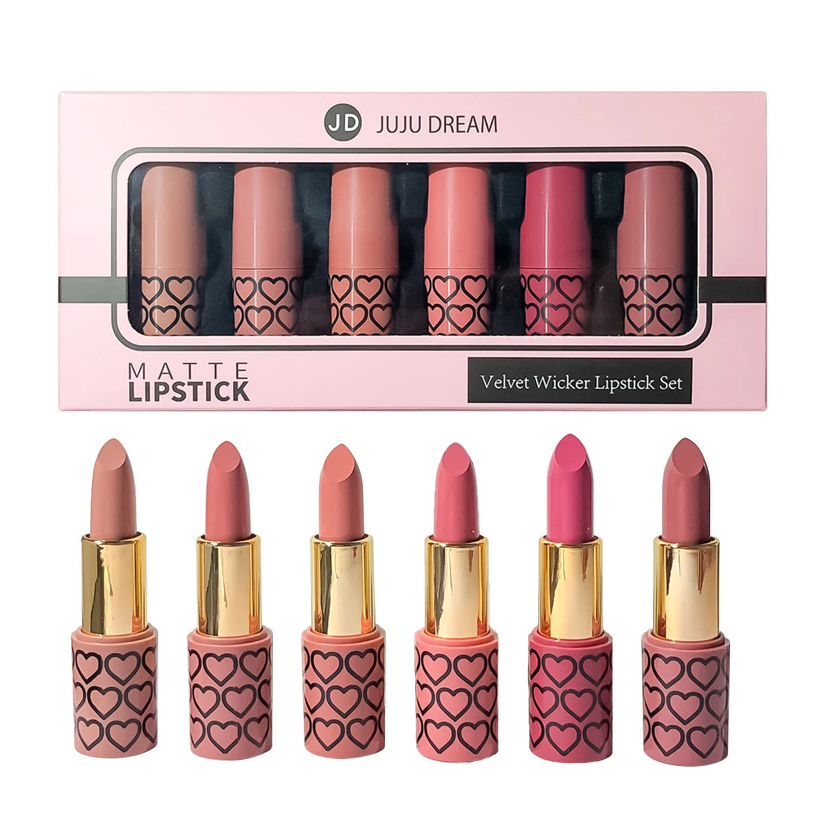 Coffret 6 Rouges à Lèvres Nude JUJU DREAM – Mat, Longue Tenue & Sans Tache Soldes-ShopOnline