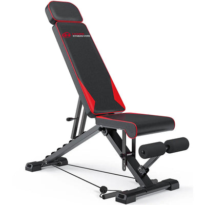 Adjustable Workout Weight Bench Full Body Exercise with Resistance Bands Weight Lifting Sit-Ups Home Gym Workouts Weight Bench Soldes-ShopOnline