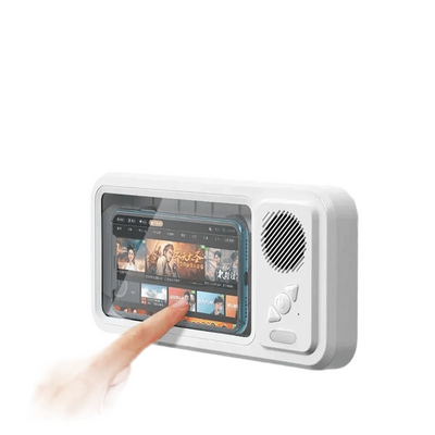 Shower Phone Holder with Bluetooth Speaker IPX4 Waterproof Anti-Fog Touch Screen Wall Mount Phone Holder for Shower Bathroom Soldes-ShopOnline