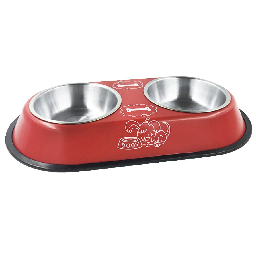 Double Gamelle Inox Chien & Chat – Station Repas Antidérapante Eau & Croquettes Soldes-ShopOnline