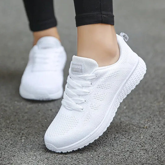 Chaussures décontractées pour femmes Mode Respirante Marche Mesh Chaussures plates Baskets Femmes 2021 Gym Chaussures vulcanisées Chaussures féminines blanches sports filles femmes - Soldes-ShopOnline