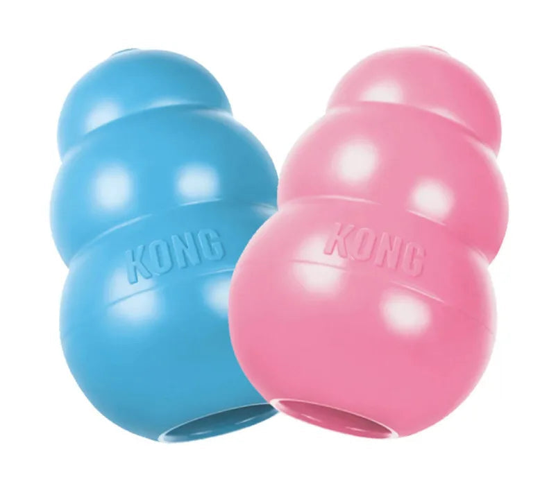 KONG Puppy – Jouet de Dentition en Caoutchouc Naturel pour Chiot | Tailles XS à L, Rose & Bleu Soldes-ShopOnline