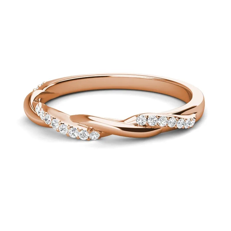 Daisini – Bague Torsadée 22 Cristaux Swarovski PP2 | Laiton Plaqué Or Rose, Ultra-Légère, Mariage & Quotidien Soldes-ShopOnline
