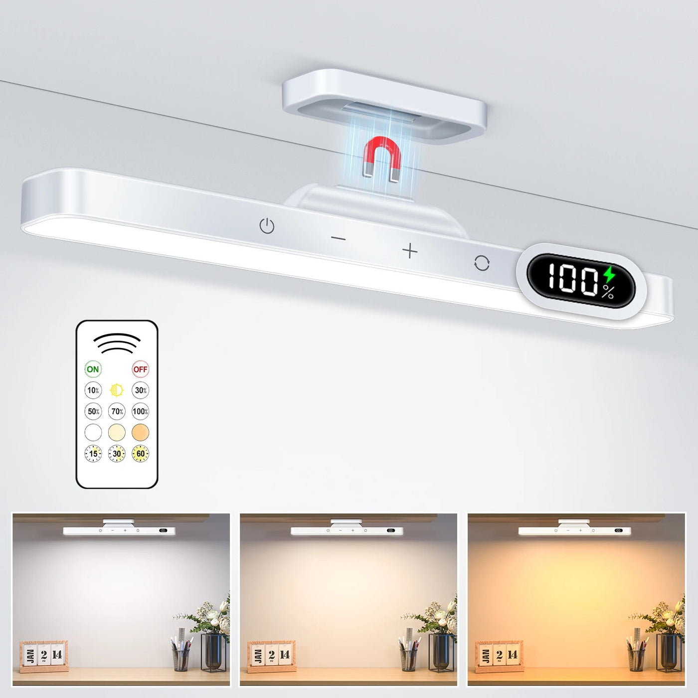 WILLED 5W Dimmable Night Light 3 Colors Adjustable Makeup Light with 2500mAh Rechargeable Under Cabinet for Closet Bedside Desk Soldes-ShopOnline