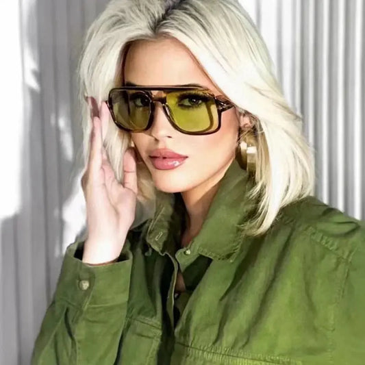 Cyclisme Nouvelle mode Pilote Lunettes de soleil Femmes Double pont Lunettes de soleil surdimensionnées Lunettes ovales Lunettes de soleil classiques Candy Color Design Lunettes à Prix Attractif - Soldes-ShopOnline