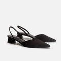 Sandales Femme EKMT Bout Fermé – Talon Bas 1-3 cm, Soie Sexy, Pointu, Noir Été Soldes-ShopOnline