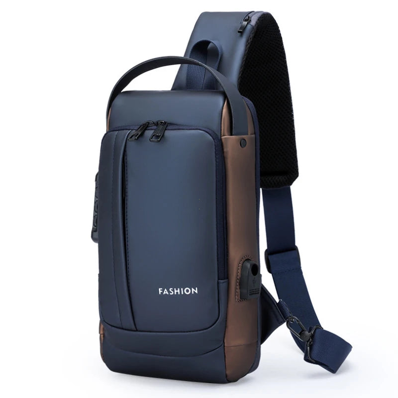 Password Lock Anti-theft USB Men's Bag Men's Chest Bag Casual Sports Travel Backpack Shoulder Crossbody Bag Men Motorcycle Bags Soldes-ShopOnline