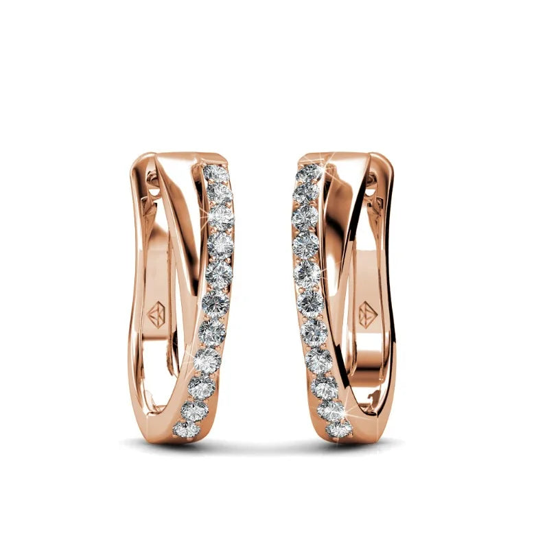 Daisini – Boucles d'Oreilles Créoles Wrapped 22 Cristaux Swarovski | Laiton Plaqué Or Rose 18K, Design Enroulé Tendance Soldes-ShopOnline