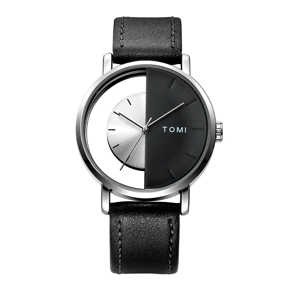 TOMI – Montre Quartz Squelette Design Hollow | Cadran Évidé Tendance, Bracelet PU, Mixte Fashion Soldes-ShopOnline