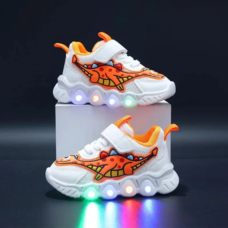 Chaussure de tennis LED Enfants Entraîneur Dessin animé Garçon Casual Sneaker pour Garçon Enfant Chaussure pour Fille Mesh Respirant Chaussure Bébé Éclairée - Soldes-ShopOnline