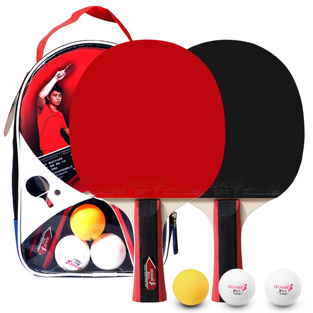 Set Ping-Pong Complet – 2 Raquettes + 3 Balles + Sac de Rangement, Bois & Caoutchouc Soldes-ShopOnline
