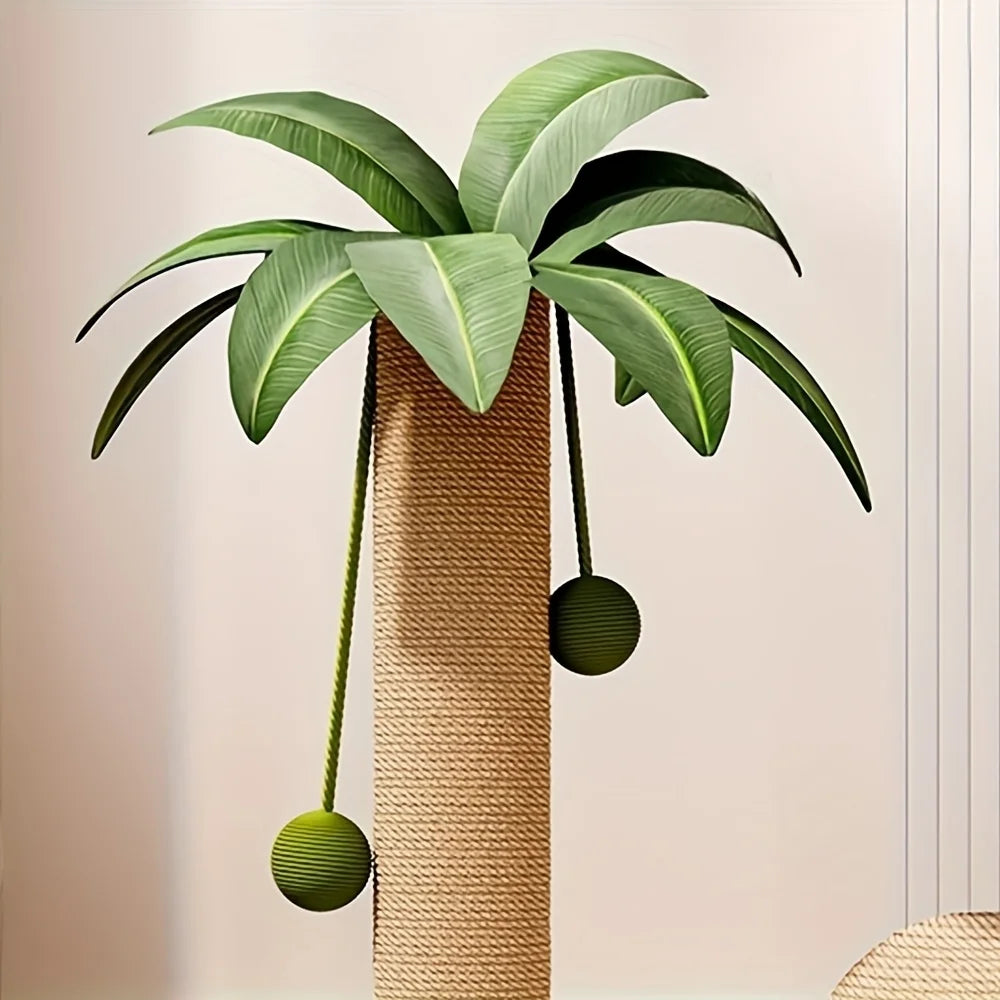 Arbre à Chat Cocotier 2-en-1 – Griffoir Sisal & Bois Massif avec Balles Soldes-ShopOnline