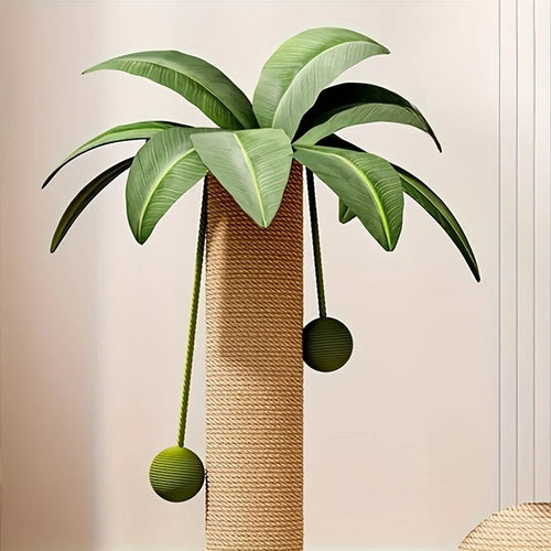 Arbre à Chat Cocotier 2-en-1 – Griffoir Sisal & Bois Massif avec Balles Soldes-ShopOnline