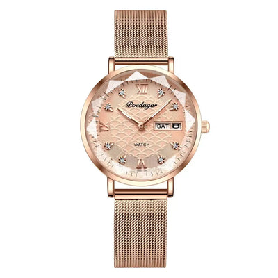POEDAGAR Montre Femmes Nouvelle Mode Luxe Acier Inoxydable Montre-Bracelet Bracelet Simple Or Rose Étanche Lumineux Mesdames Montres Femmes - Soldes-ShopOnline