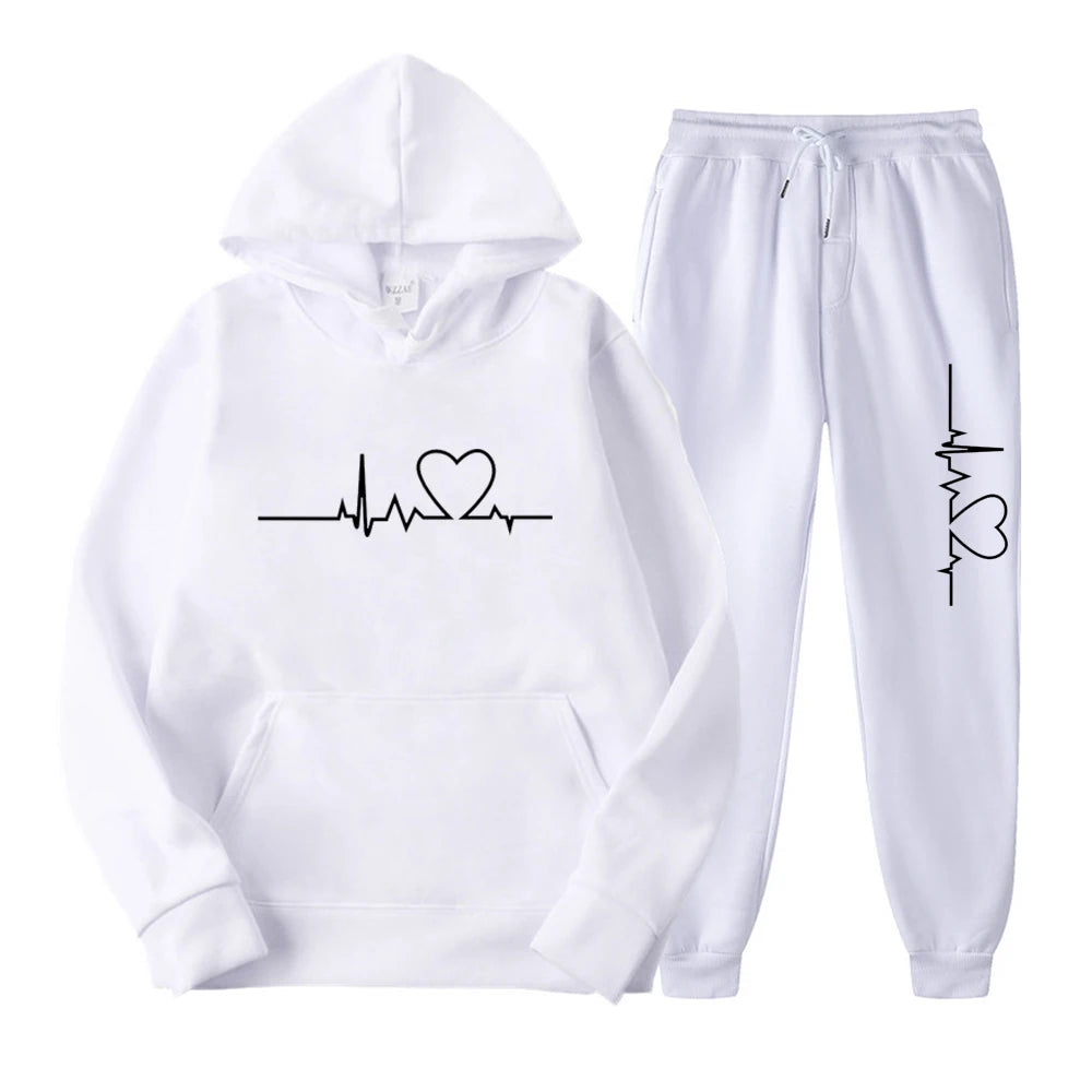 Ensemble Jogging Femme – Hoodie + Pantalon Sport, Imprimé, Printemps & Automne Soldes-ShopOnline