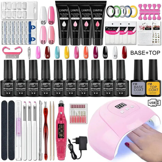 Kit de vernis à ongles en gel avec lampe à ongles UV Perceuse à ongles électrique Soak Kit complet de manucure pour ongles de Filles/Femmes - Soldes-ShopOnline