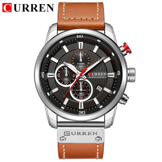 CURREN Fashion Date Quartz Hommes Montres Top Marque Luxe Homme Horloge Chronographe Sport Hommes Montre-Bracelet Homme Curren Garçon - Soldes-ShopOnline