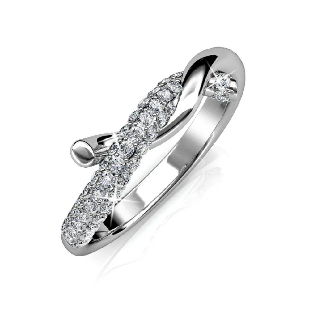 Daisini – Bague Criss-Cross 37 Cristaux Swarovski | Laiton Plaqué Or Rose, Design Entrelacé, Mariage & Anniversaire Soldes-ShopOnline