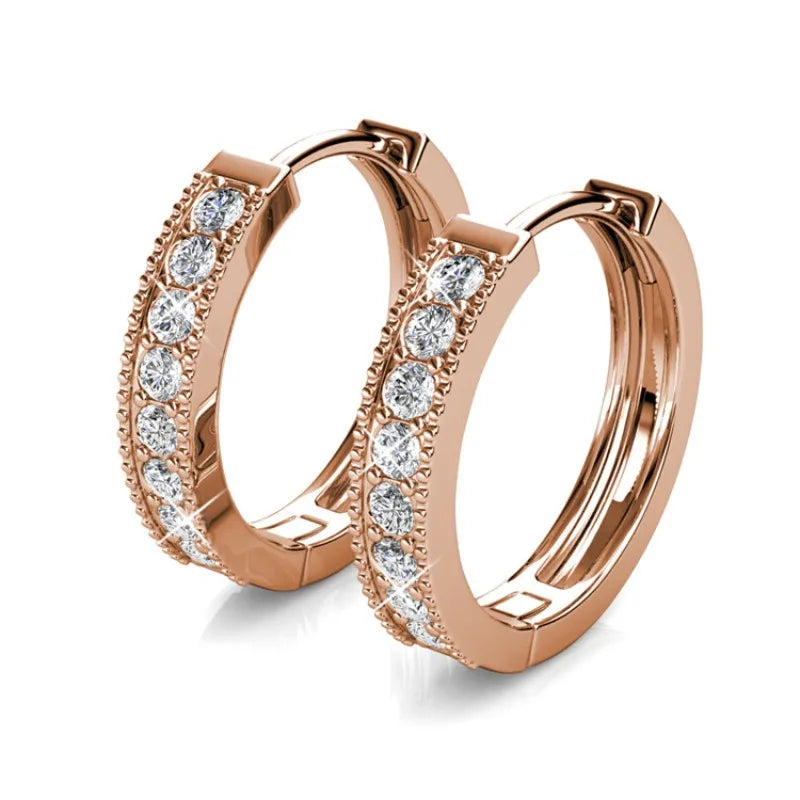 Daisini – Boucles d'Oreilles Créoles Scintillantes Cristaux Swarovski | Plaqué Or Rose 18K, Laiton Premium, Cadeau Femme Soldes-ShopOnline