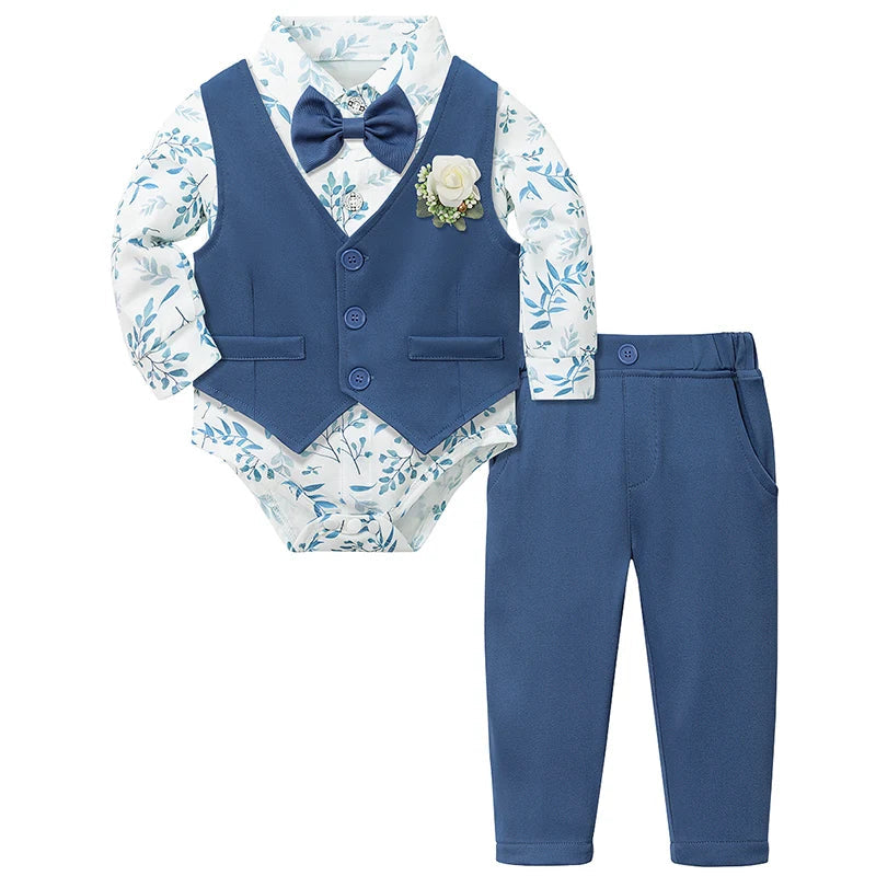 Costume Baptême Bébé Garçon Ensemble Formel | Gilet, Chemise, Pantalon – Baptême, Mariage, Pâques, Anniversaire – 3 à 18 Mois Soldes-ShopOnline