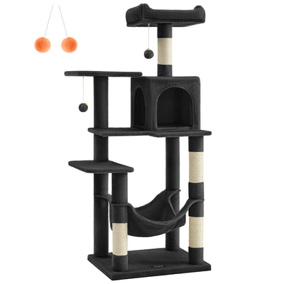 Feandrea Cat Tree, 143 cm Cat Tower for Indoor Cats, Multi-Level Plush Cat Condo with 4 Scratching Posts, 2 Perches, Cave Soldes-ShopOnline