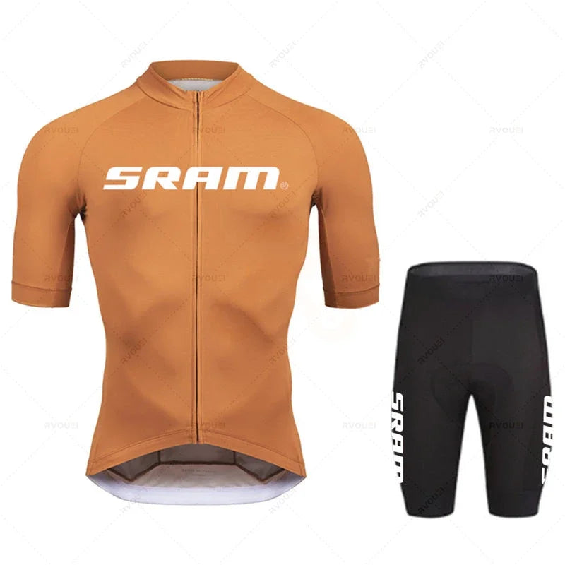 Tenue Cyclisme Homme SRAM Pro 2024 – Maillot + Cuissard Gel, Noir Soldes-ShopOnline