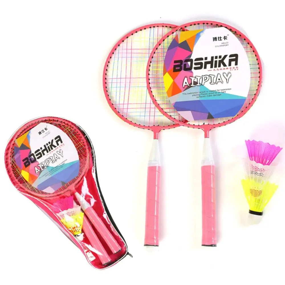 Children Lightweight Badminton Rackets Family Game Toy Iron Alloy Double Racquet Set with Carrying Bag Sports Equipment Soldes-ShopOnline