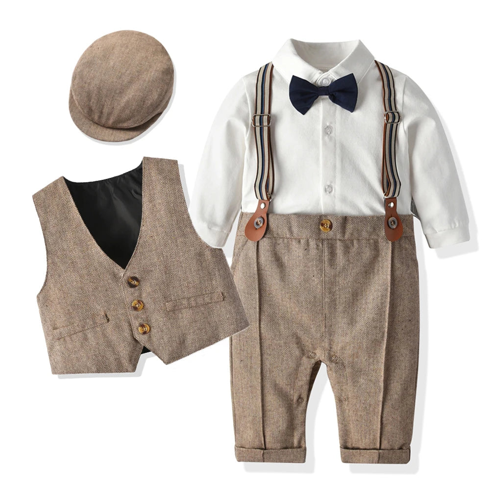 Costume Bébé Garçon Gentleman – Combinaison + Gilet + Chapeau Soldes-ShopOnline