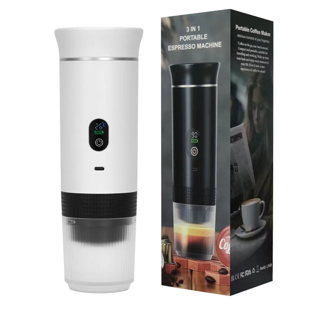 Portable Coffee Machine 3 in 1 Portable Capsule Coffee Makers For Home&Camping Wireless Espresso Digital Display Coffee Maker Soldes-ShopOnline