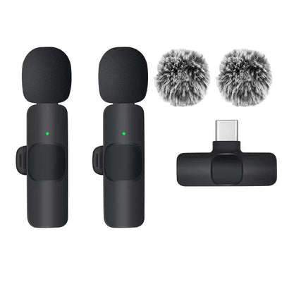 Basix Wireless Lavalier Microphone Audio Recording Mini Replaceable Windproof Wool Microphone for iPhone16 Shoot vlog YouTube Soldes-ShopOnline